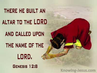 Genesis 12:8 He Pictched His Tent And Built And Alter (red)